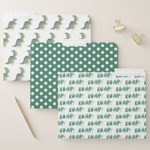Cool Watercolor Green Dinosaur Roar Custom File Folder