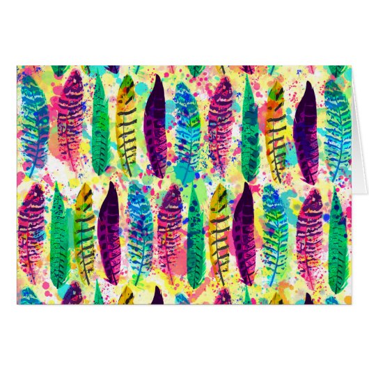 Cool watercolor neon splatters tribal feathers (Front Horizontal)