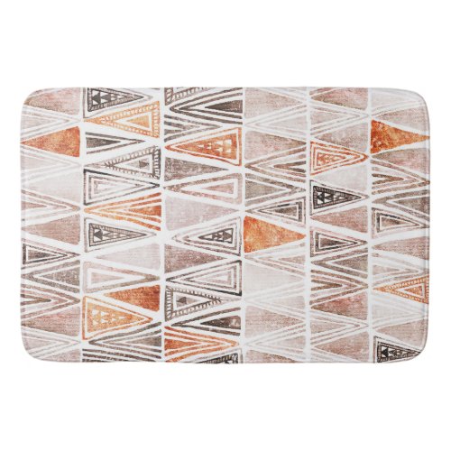 Cool Watercolor Pastel Terracotta Tribal Triangles Bath Mat