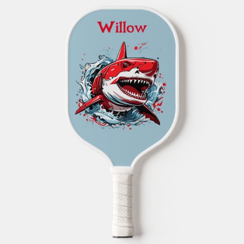 Cool Watercolor Shark Head Modern Monogram  Pickleball Paddle