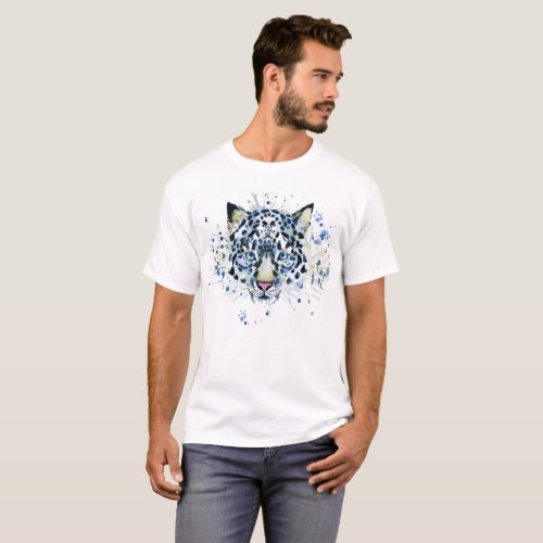 Cool watercolor snow leopard T_shirt