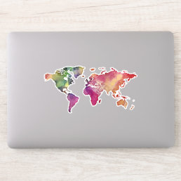 Cool Watercolor World Map Vinyl Sticker