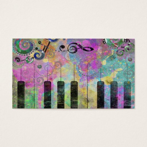 Customizable Cool watercolours splatters colourful piano business cards