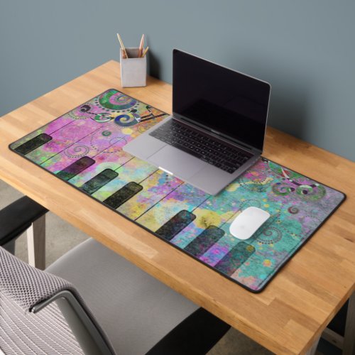 Cool Watercolors Splatters Colorful Piano Desk Mat