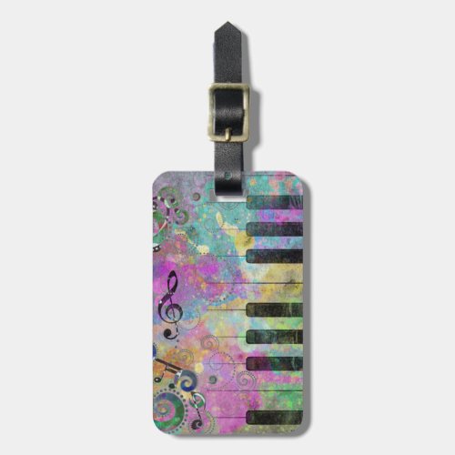 Cool Watercolors Splatters Colorful Piano Luggage Tag