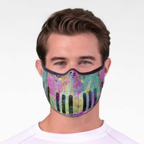 Cool Watercolors Splatters Colorful Piano Premium Face Mask