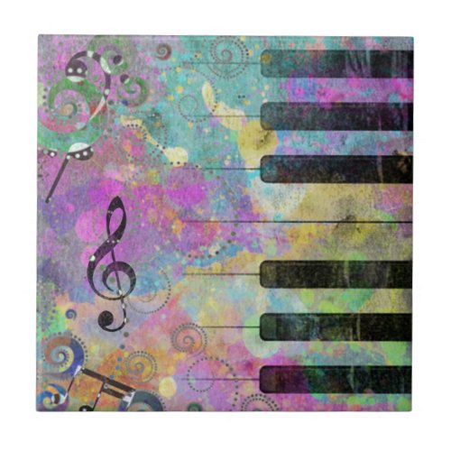 Cool Watercolors Splatters Colorful Piano Tile