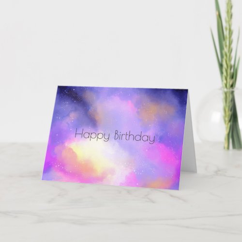 Cool Watercolors with Surreal Clouds Birthday Card
