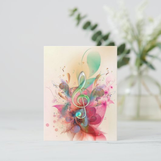 Cool watercolours treble clef music notes swirls (Standing Front)