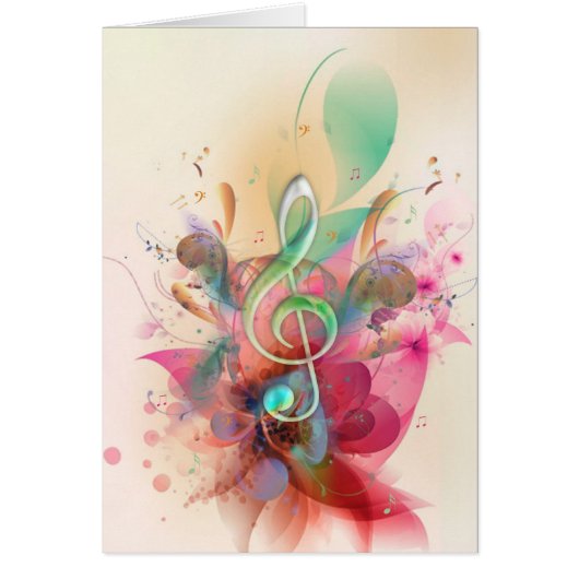Cool watercolours treble clef music notes swirls (Front)