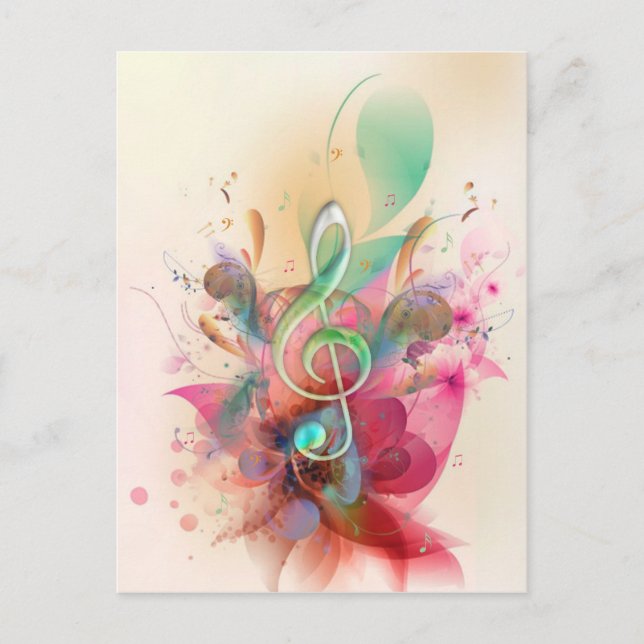 Cool watercolours treble clef music notes swirls (Front)