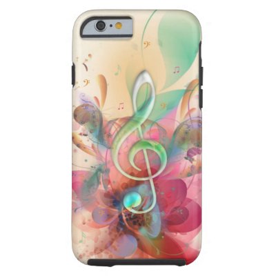 Cool watercolours treble clef music notes swirls tough iPhone 6 case