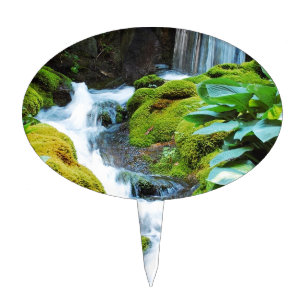 Cool waterfall in green garden cake topper