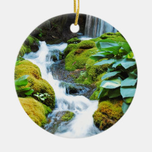 Cool waterfall in green garden ceramic ornament