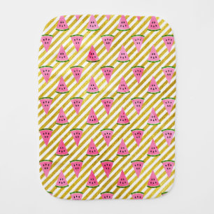 Cool Watermelon and Yellow Stripe Summer Pattern Baby Burp Cloth