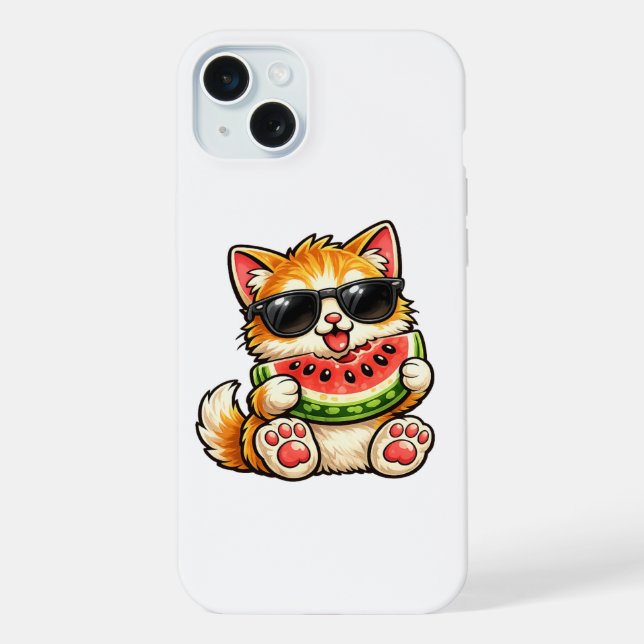 Cool Watermelon Cat iPhone Case (Back)