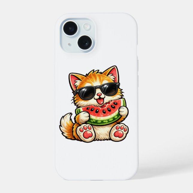 Cool Watermelon Cat Iphone Case (Back)