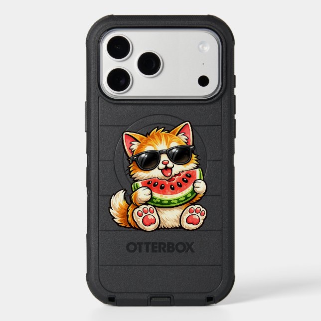 Cool Watermelon Cat Otterbox iPhone Case (Back)