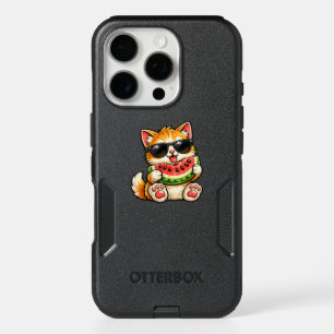 Cool Watermelon Cat iPhone 16 Pro Case