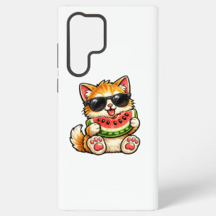 Cool Watermelon Cat Samsung Galaxy S22 Ultra Case