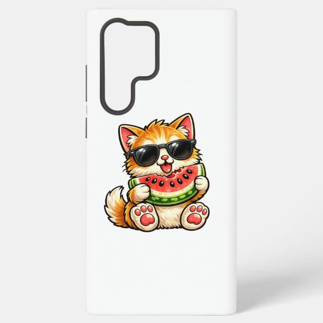 Cool Watermelon Cat Samsung Galaxy Case (Back)