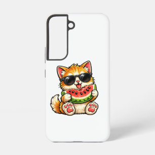 Cool Watermelon Cat Samsung Galaxy S22 Case