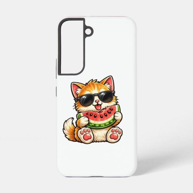 Cool Watermelon Cat Samsung Galaxy Case (Back)