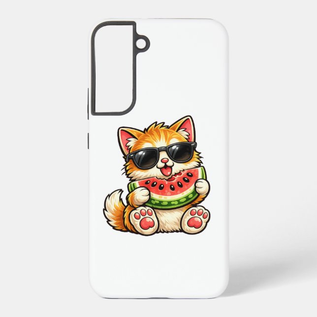 Cool Watermelon Cat Samsung Galaxy Case (Back)