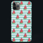 Cool Watermelon Stripes  - Personalized iPhone 11 Pro Max Case<br><div class="desc">Cool watermelon on striped background with  your name.</div>