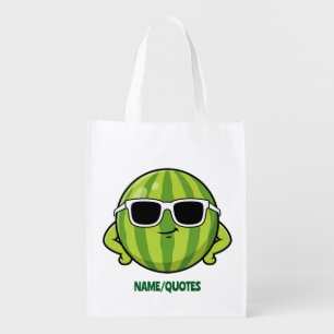 Cool Watermelon Sunglasses Cartoon Graphic Grocery Bag