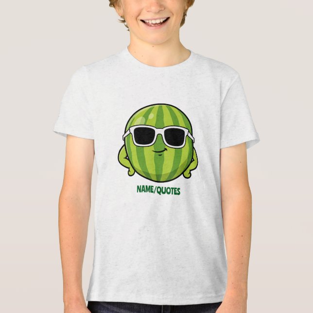 Cool Watermelon Sunglasses Cartoon Graphic Tri-Blend Shirt (Front)