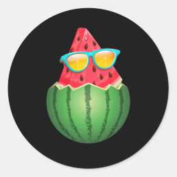 Cool Watermelon with Sunglasses Summer Classic Round Sticker