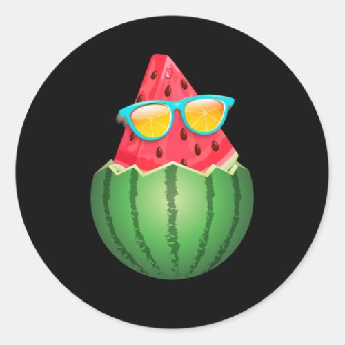 Cool Watermelon with Sunglasses Summer Classic Round Sticker
