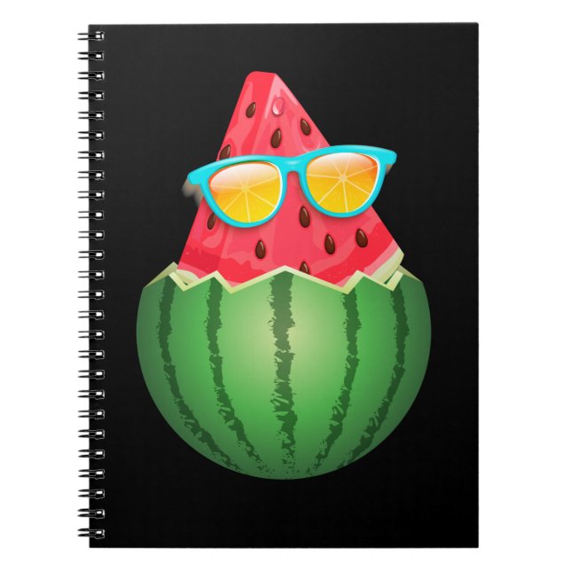 Cool Watermelon with Sunglasses Summer Notebook (Front)