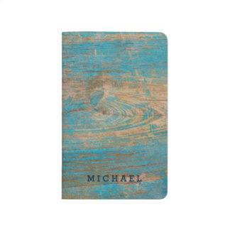Cool Weathered Blue Peeling Paint Wood Texture Journal