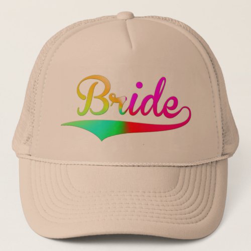 Cool Wedding bride rainbow bridal rainbow design Trucker Hat