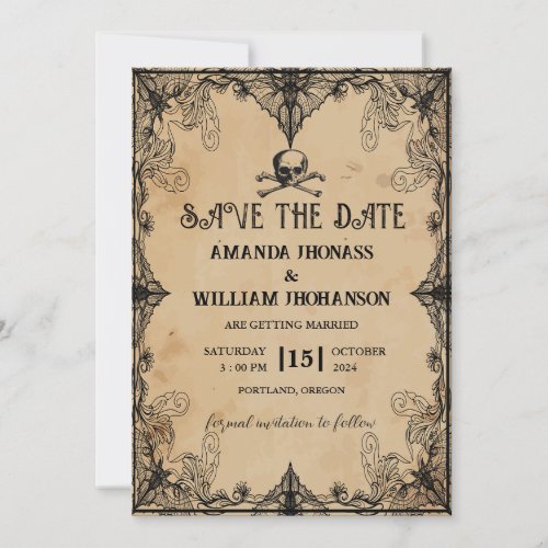 cool wedding vintage horror Gothic save the date  Invitation