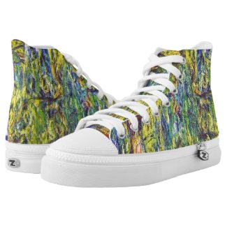 Cool Weeping Willow Claude Monet painting High-Top Sneakers