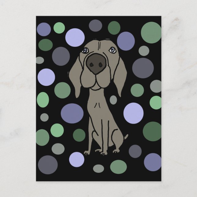 Cool Weimaraner and Circle Pattern Abstract Art Postcard (Front)