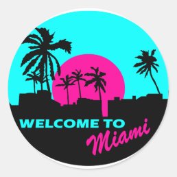 Cool Welcome to Miami design Classic Round Sticker