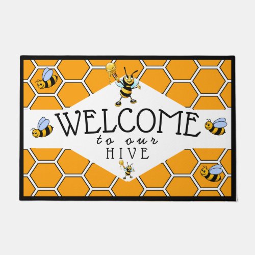 Cool Welcome To Our Bee Hive Doormat