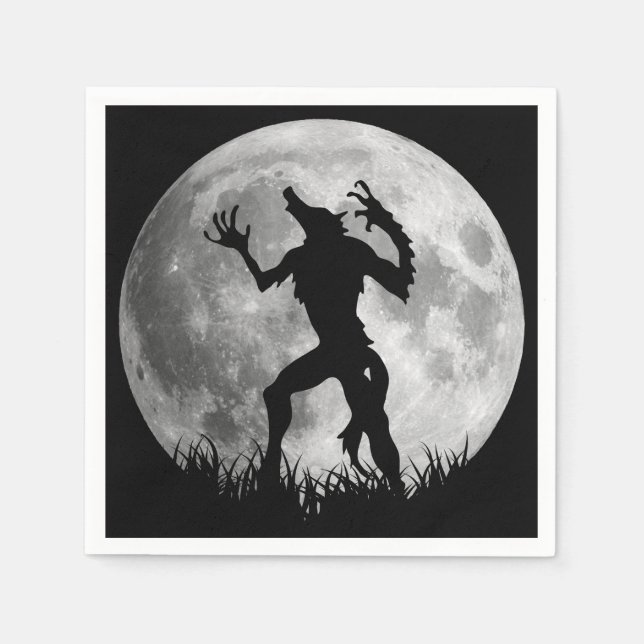 Cool Werewolf Full Moon Transformation Paper Napkins (Front)