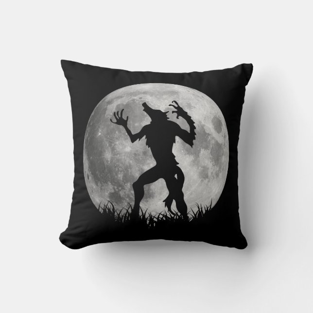 Cool Werewolf Full Moon Transformation Throw Pillow (Front)
