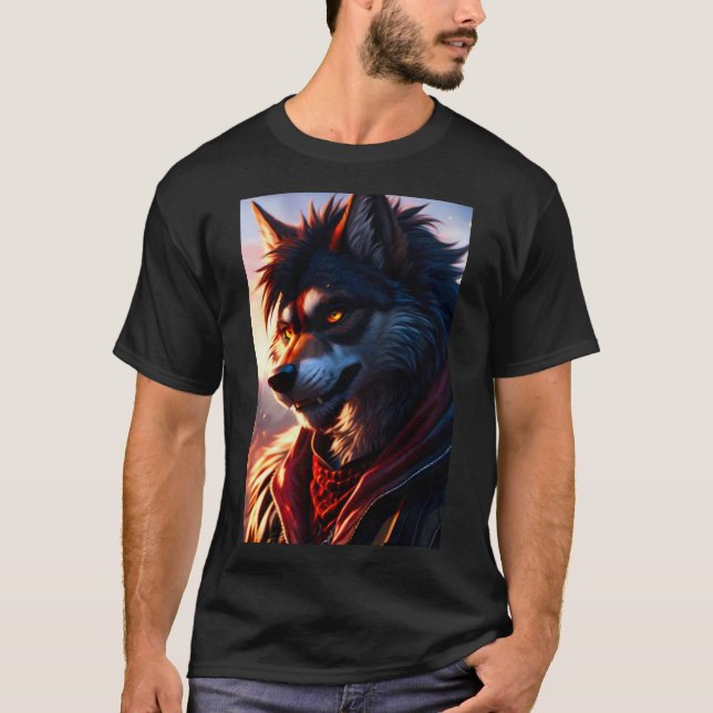 Cool Werewolf Furry Therian Art T-Shirt (Front)