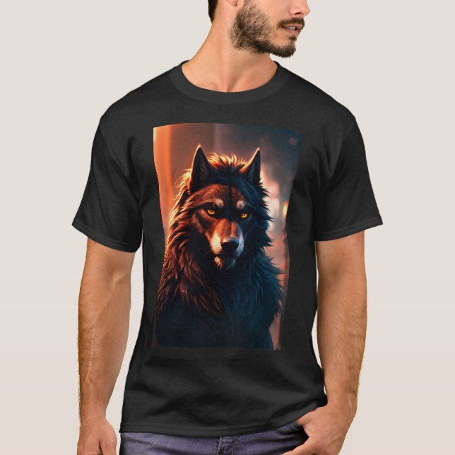 Cool Werewolf Furry Therian Art T-Shirt (Front)