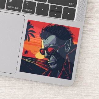 Cool Werewolf Retro Sunset Sticker