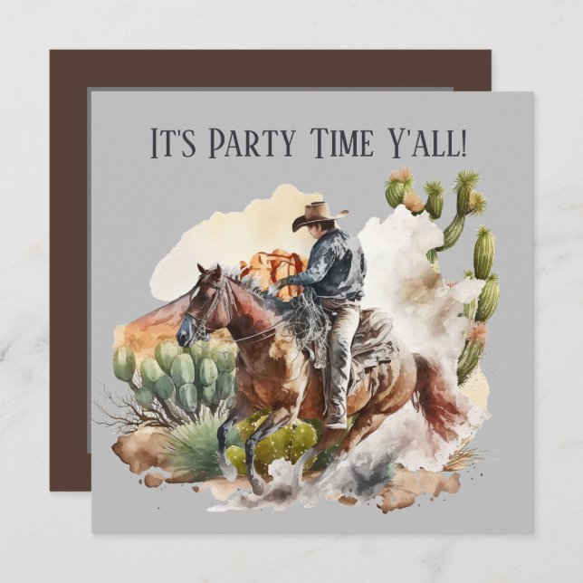 cool Western cowboy lovers Invitation (Front/Back)