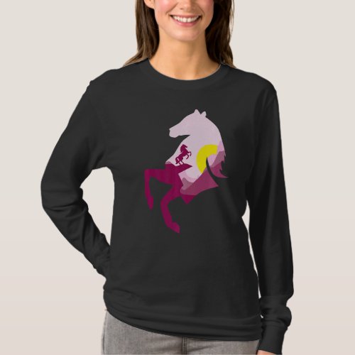 Cool Western Cowgirl Princess Cowboy Horses T_Shirt