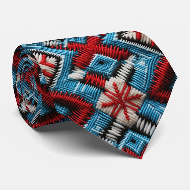 Cool Western embroidery tiled pattern  Neck Tie (Rolled)