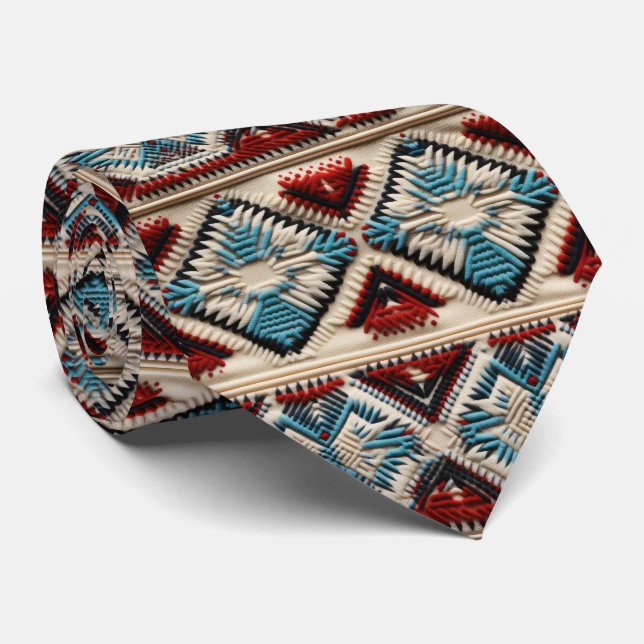 Cool Western embroidery tiled pattern  Neck Tie (Rolled)